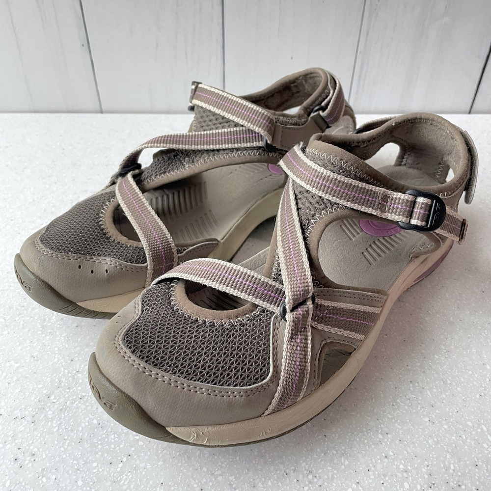 Teva Numa Hiking Sandals Womens 10 Taupe Purple Mesh Trekking Adventurecore